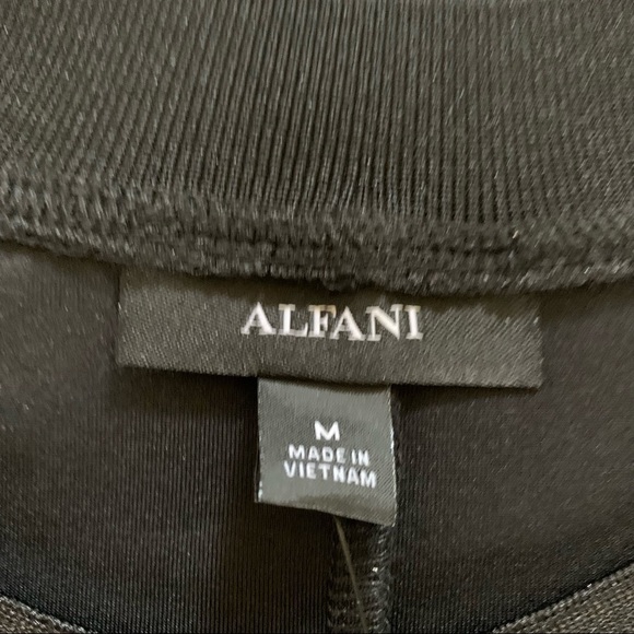 Alfani New With Tags Black Top with Silver Stripe Down Sleeves Casual Dressy - Picture 3 of 7